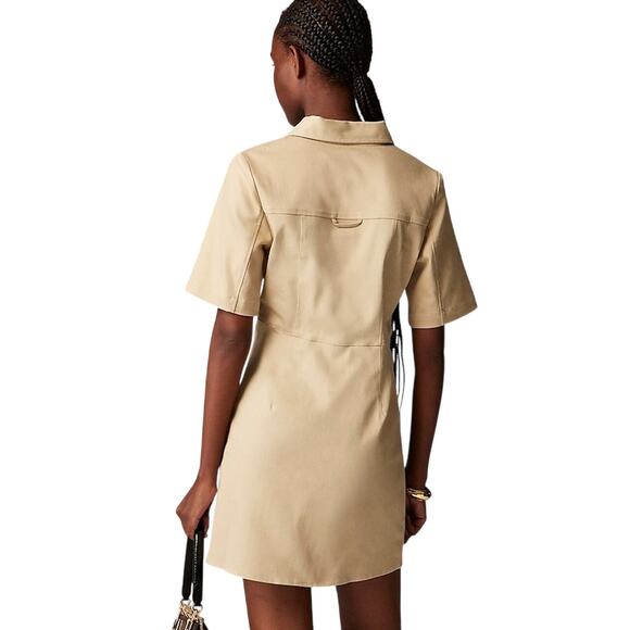 J.Crew Khaki Twill Mini Shirt Dress Size 6 NWT Neutral Preppy Workwear - Picture 3 of 8